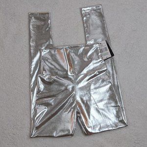 Faux Leather Silver Leggings